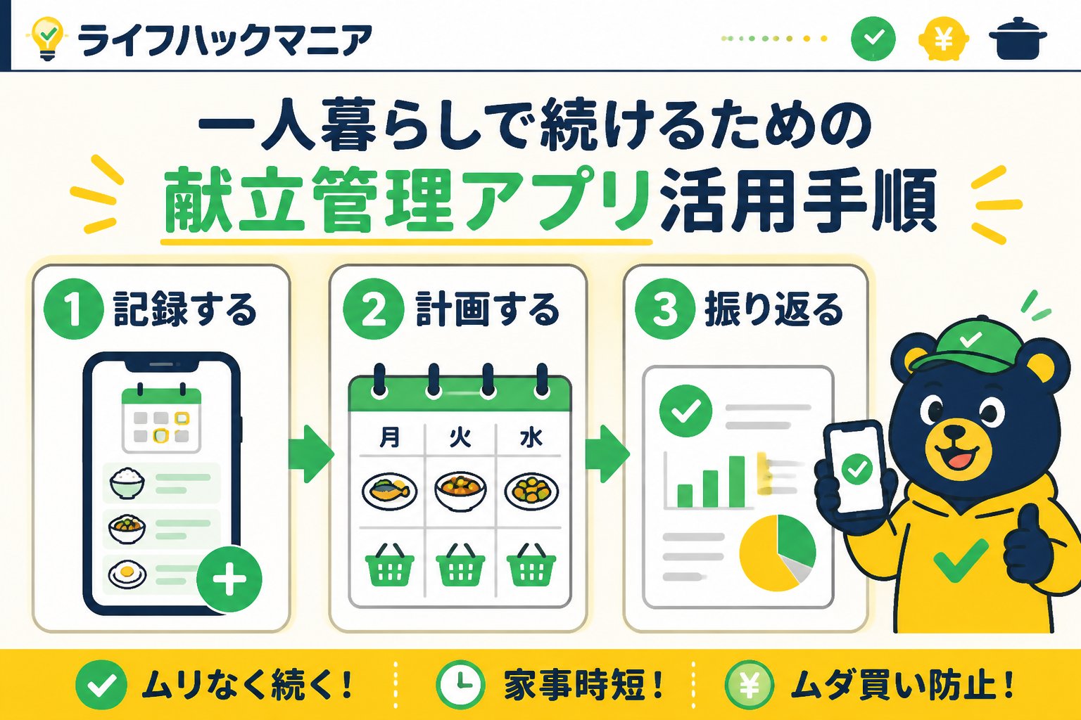 スマホ・PC術 一人暮らしで続けるための献立管理アプリ活用手順