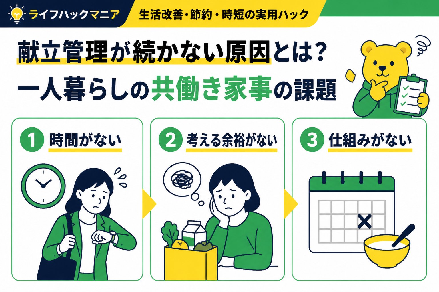 スマホ・PC術 献立管理が続かない原因とは?一人暮らしの共働き家事の課題