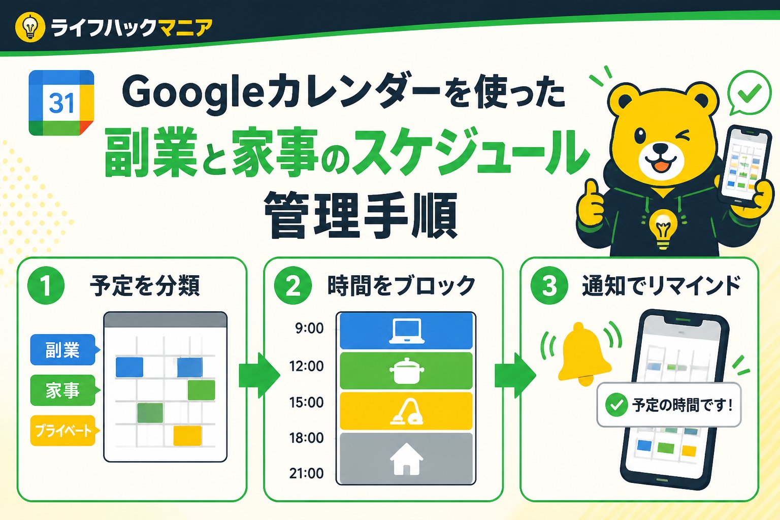 スマホ・PC術 Googleカレンダーを使った副業と家事のスケジュール管理手順