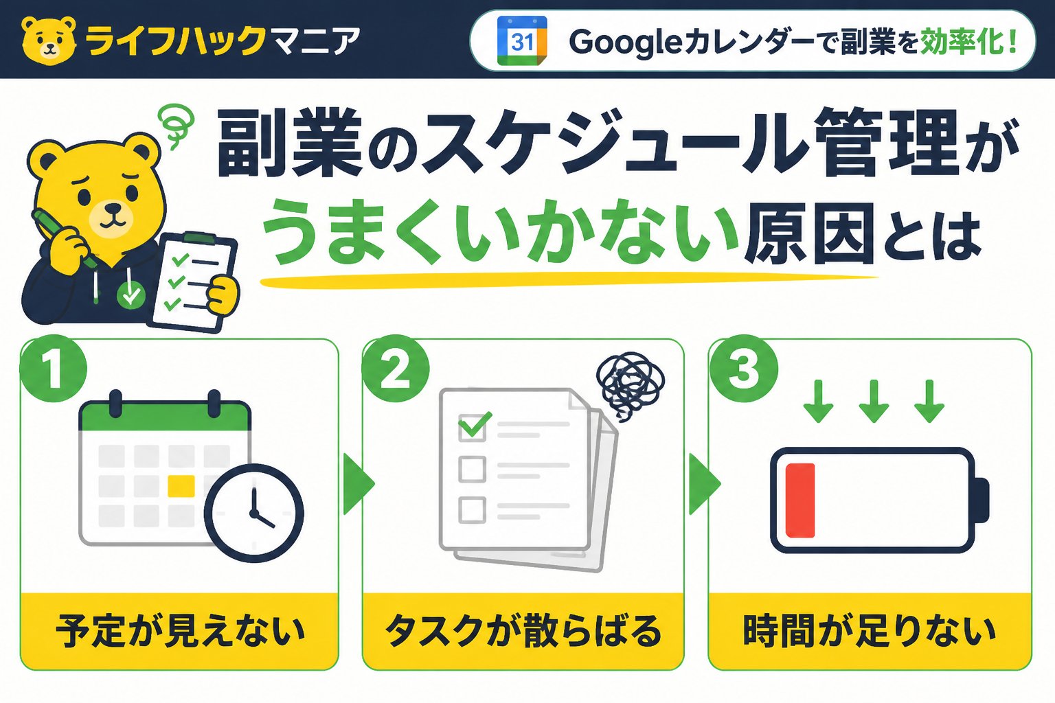スマホ・PC術 副業のスケジュール管理がうまくいかない原因とは