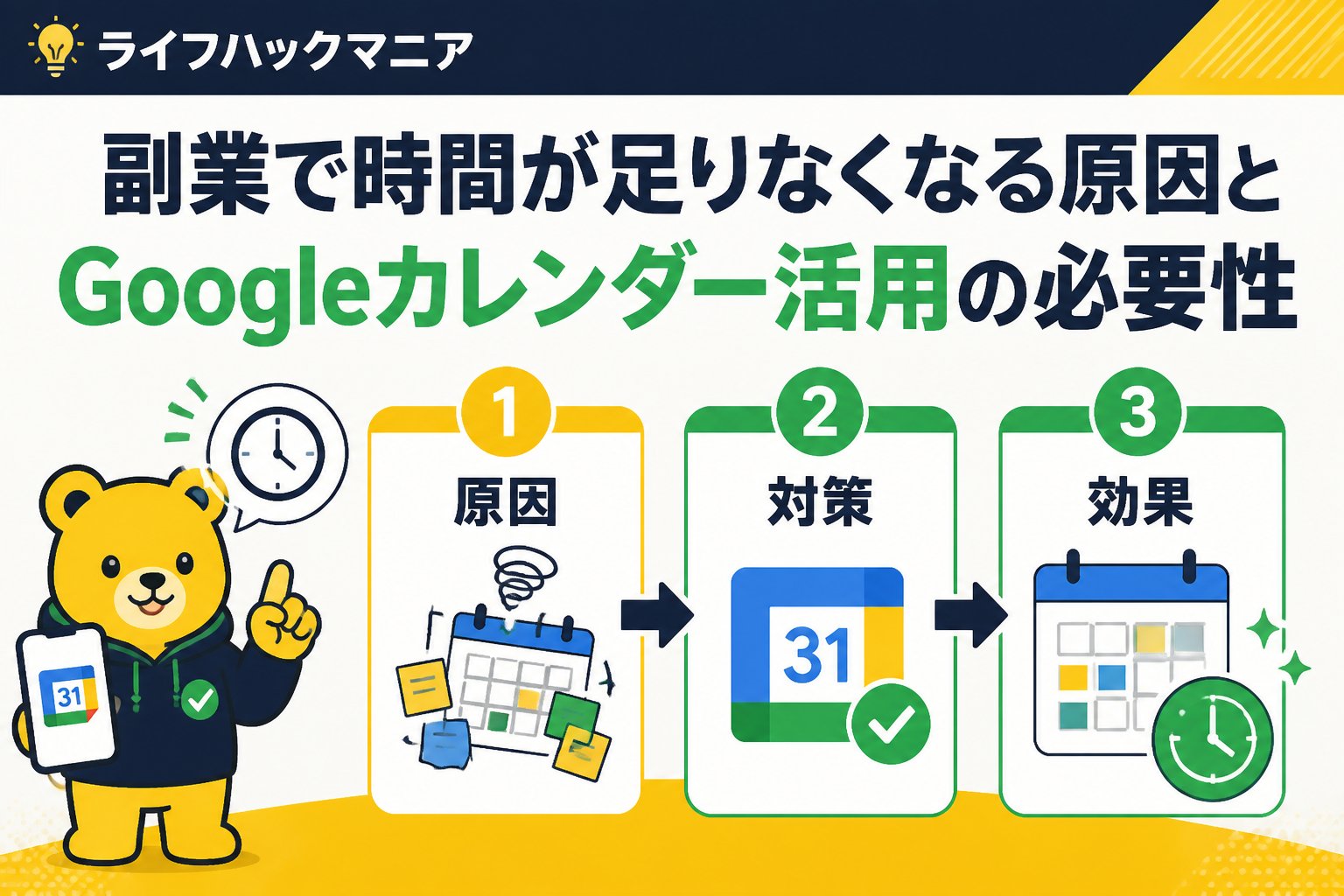 スマホ・PC術 副業で時間が足りなくなる原因とGoogleカレンダー活用の必要性