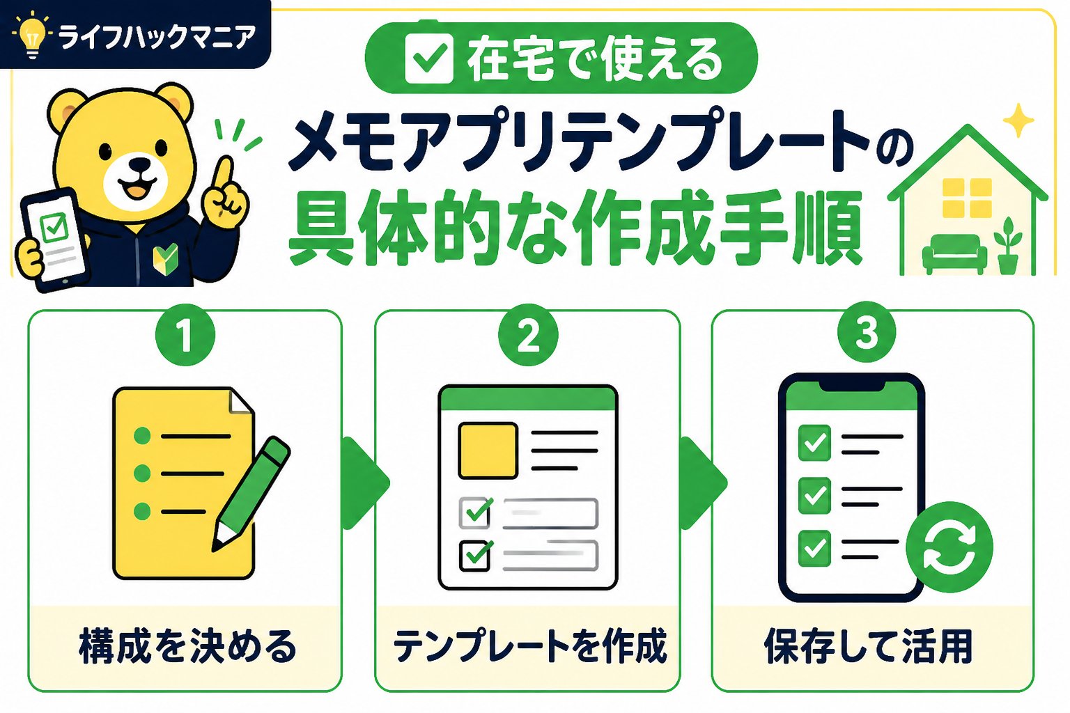 スマホ・PC術 在宅で使えるメモアプリテンプレートの具体的な作成手順