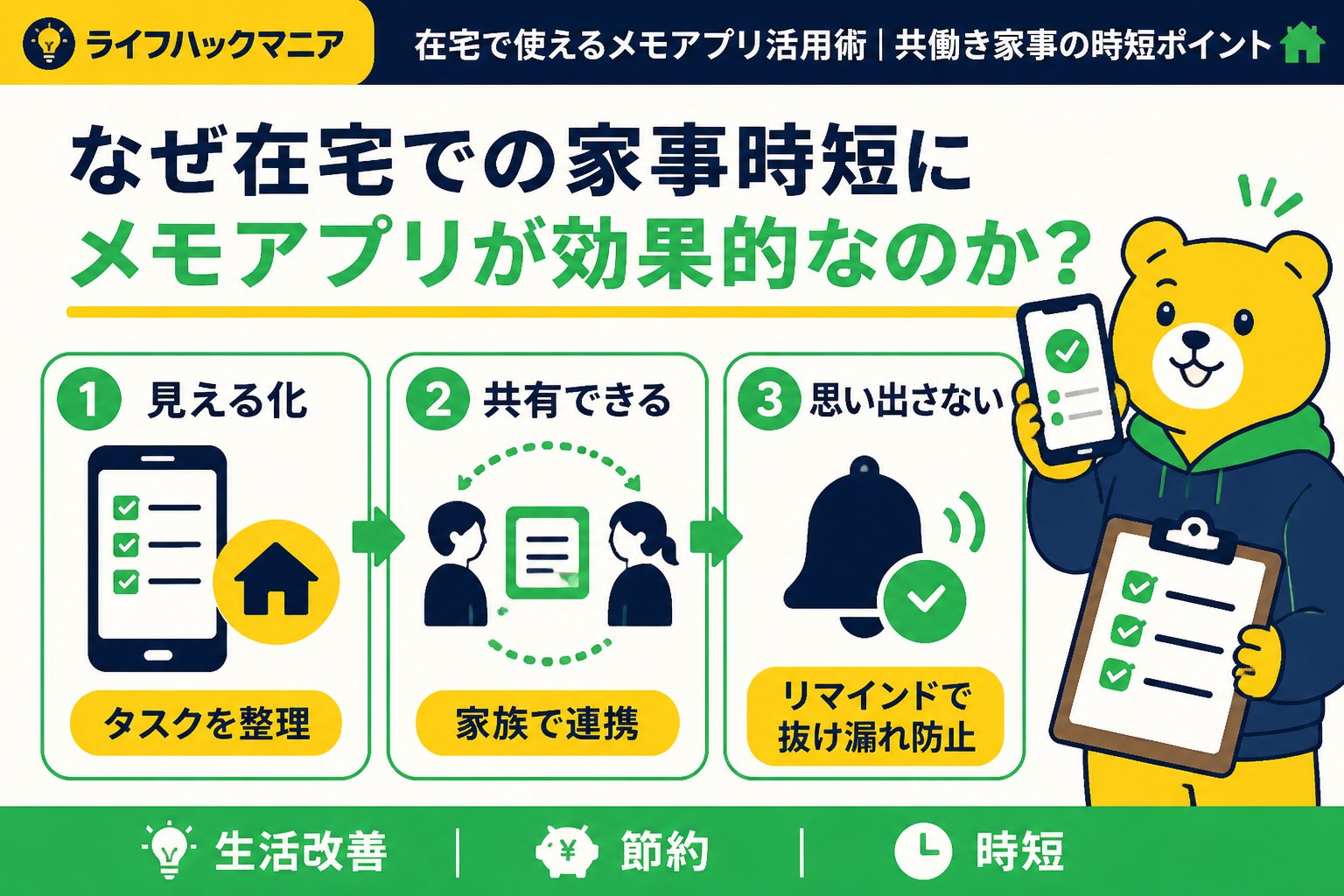 スマホ・PC術 なぜ在宅での家事時短にメモアプリが効果的なのか