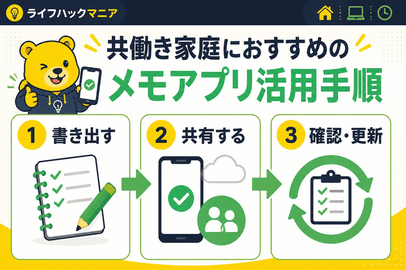 スマホ・PC術 共働き家庭におすすめのメモアプリ活用手順