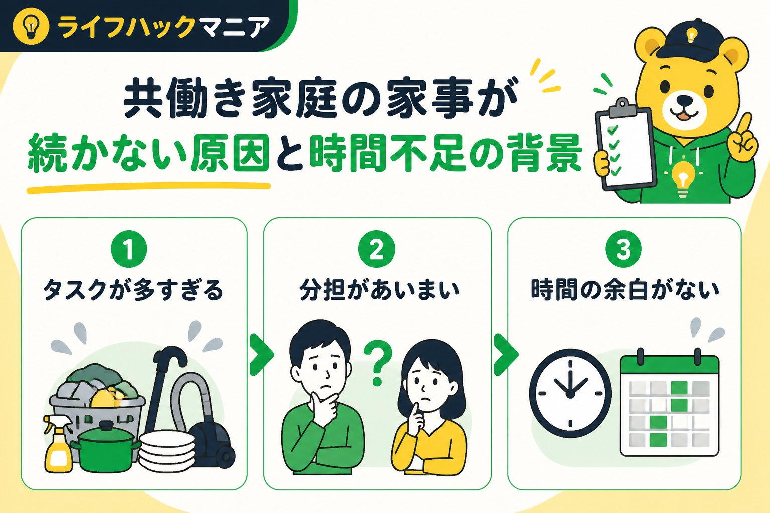 スマホ・PC術 共働き家庭の家事が続かない原因と時間不足の背景