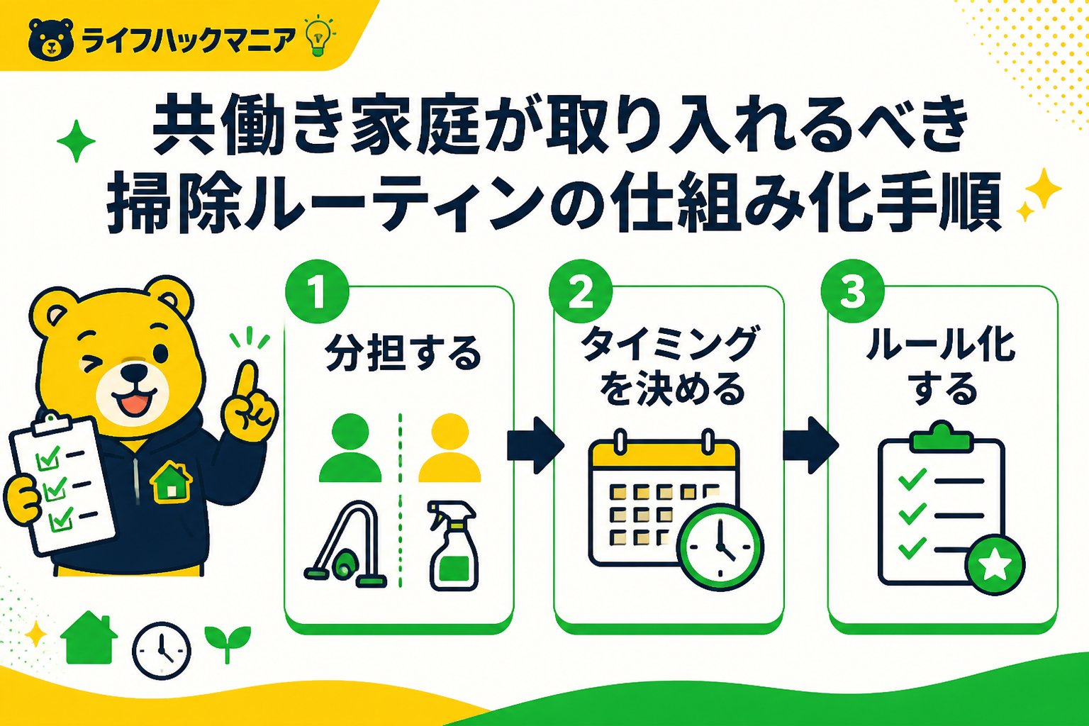スマホ・PC術 共働き家庭が取り入れるべき掃除ルーティンの仕組み化手順