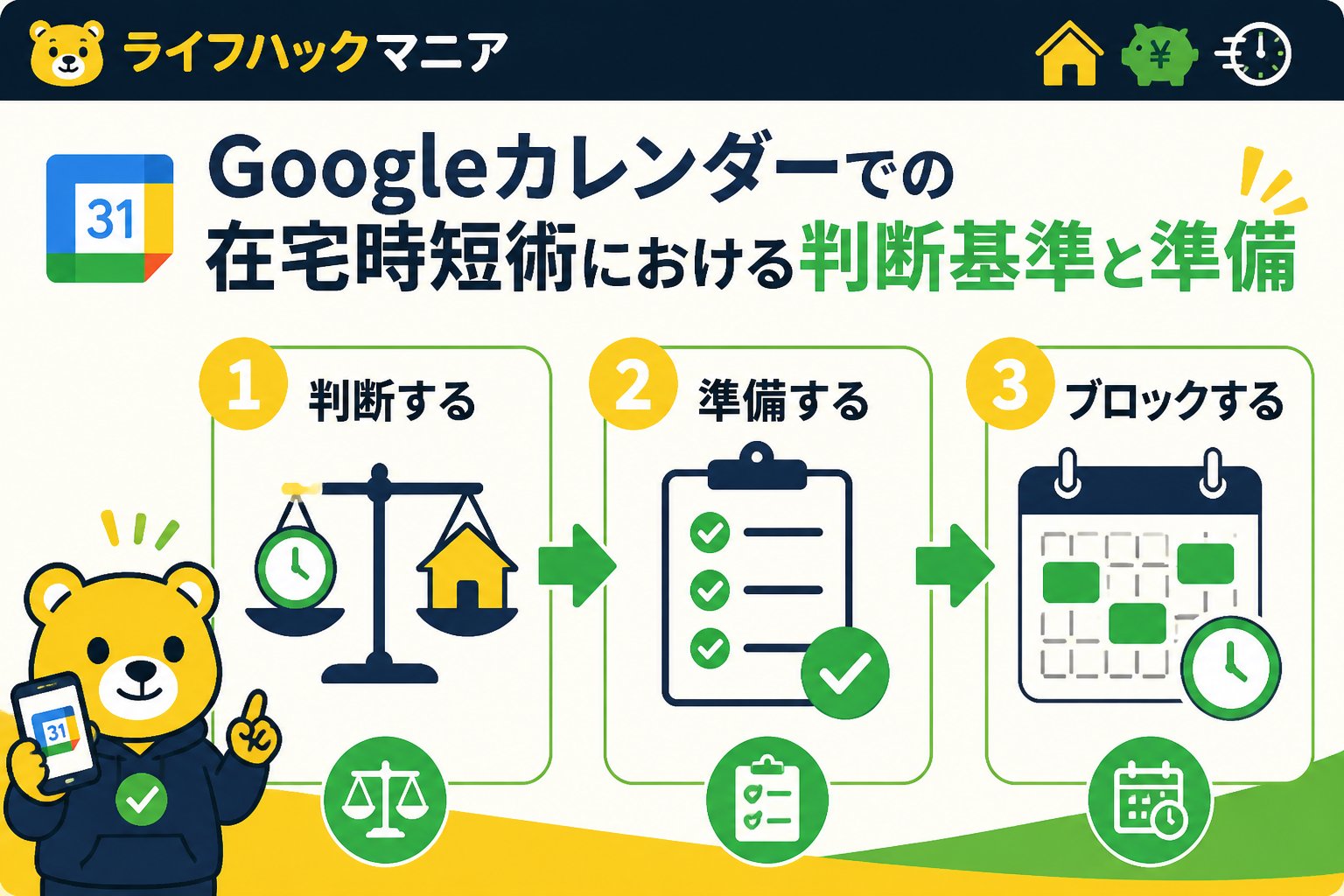 スマホ・PC術 Googleカレンダーでの在宅時短術における判断基準と準備