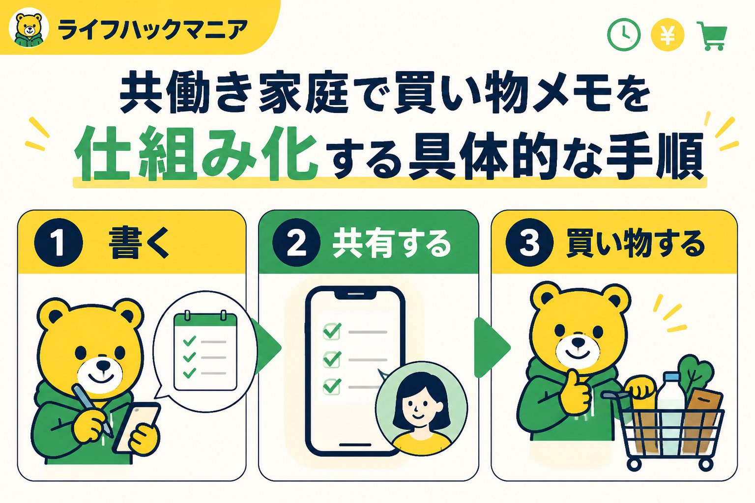 スマホ・PC術 共働き家庭で買い物メモを仕組み化する具体的な手順
