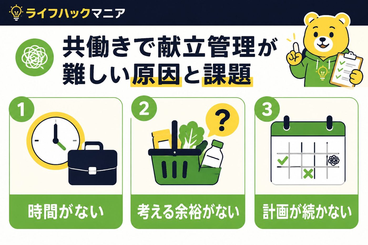 スマホ・PC術 共働きで献立管理が難しい原因と課題