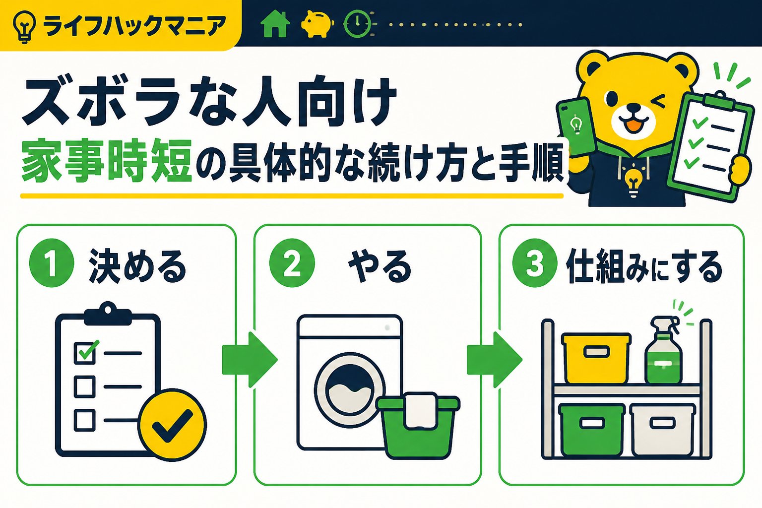 スマホ・PC術 ズボラな人向け家事時短の具体的な続け方と手順