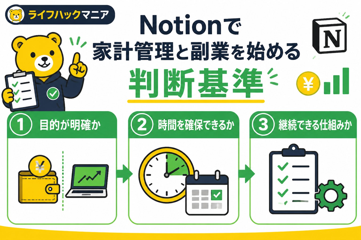 スマホ・PC術 Notionで家計管理と副業を始める際の判断基準