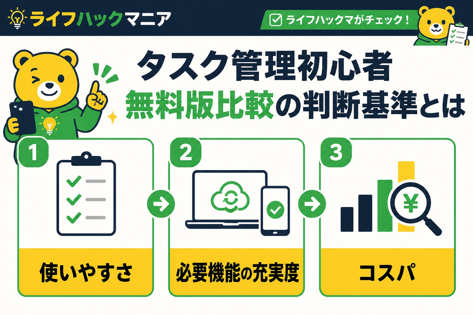 スマホ・PC術 タスク管理初心者無料版比較の判断基準とは