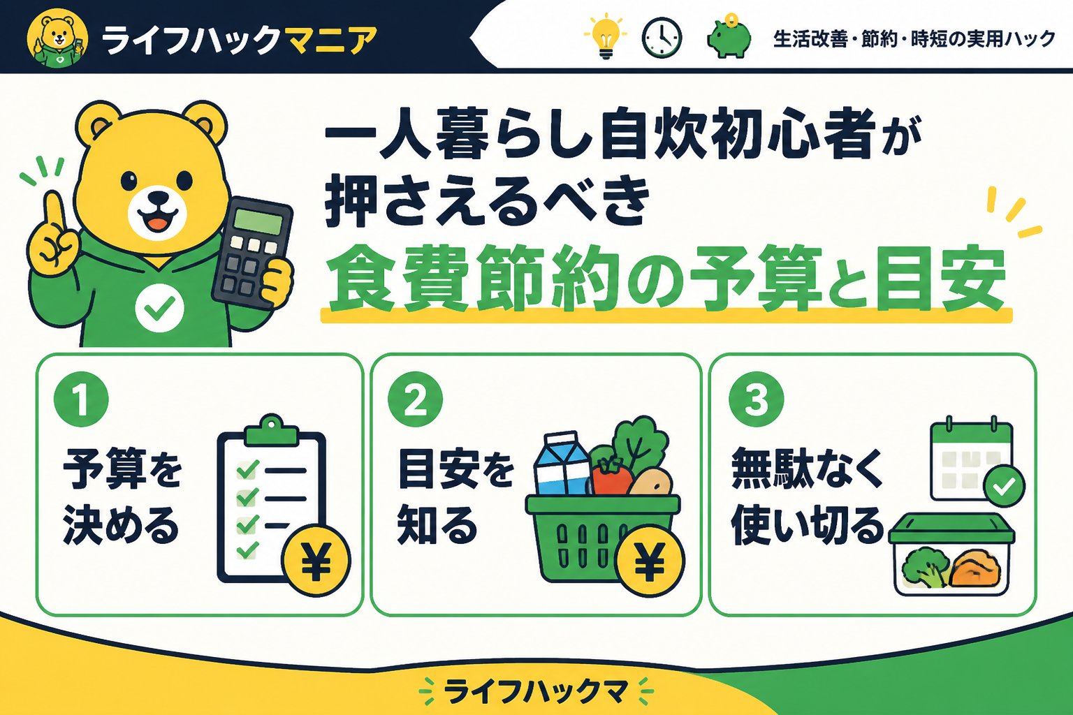 食費節約・自炊 一人暮らし自炊初心者が押さえるべき食費節約の予算と目安