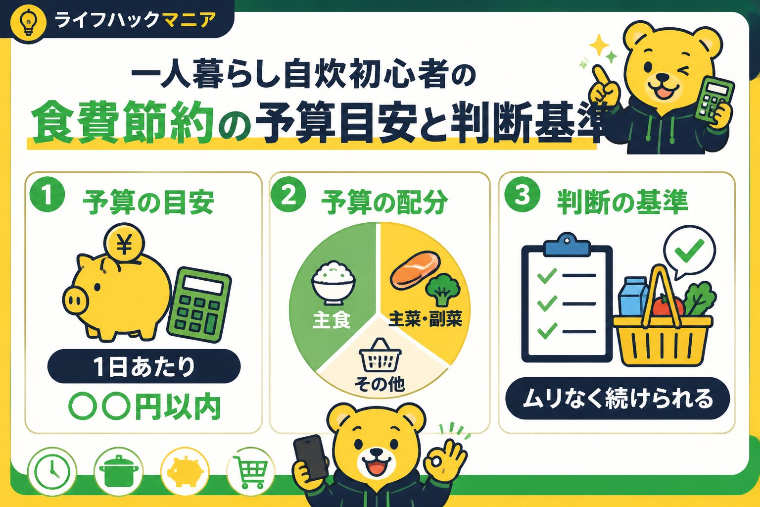 食費節約・自炊 一人暮らし自炊初心者の食費節約の予算目安と判断基準