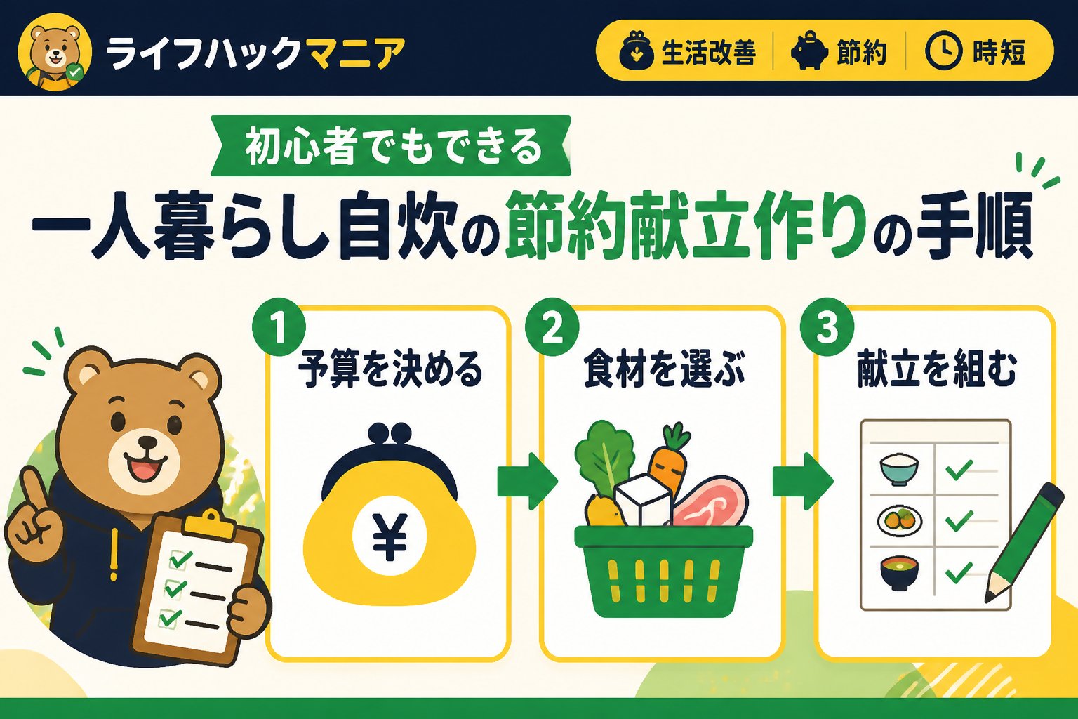 食費節約・自炊 初心者でもできる一人暮らし自炊の節約献立作りの手順