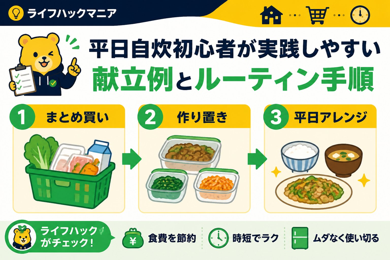 食費節約・自炊 平日自炊初心者が実践しやすい献立例とルーティン手順