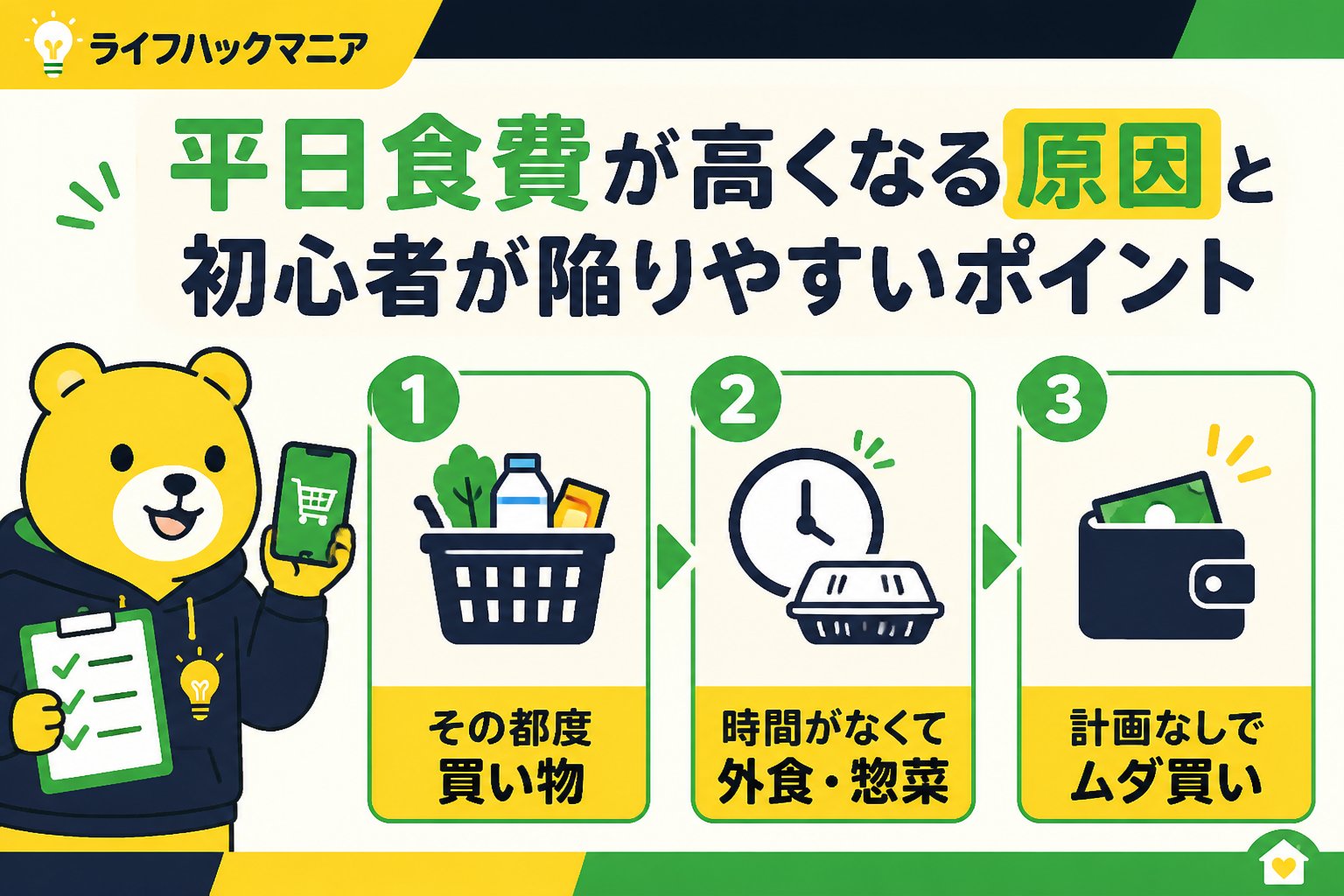 食費節約・自炊 平日食費が高くなる原因と初心者が陥りやすいポイント