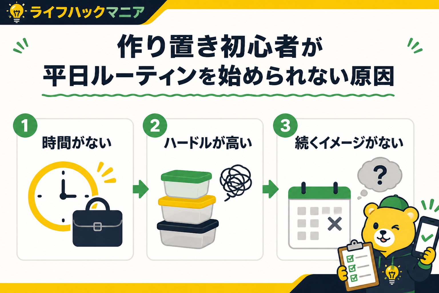 食費節約・自炊 作り置き初心者が平日ルーティンを始められない原因