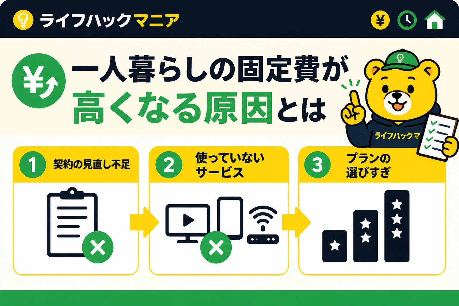 節約・お金 一人暮らしの固定費が高くなる原因とは
