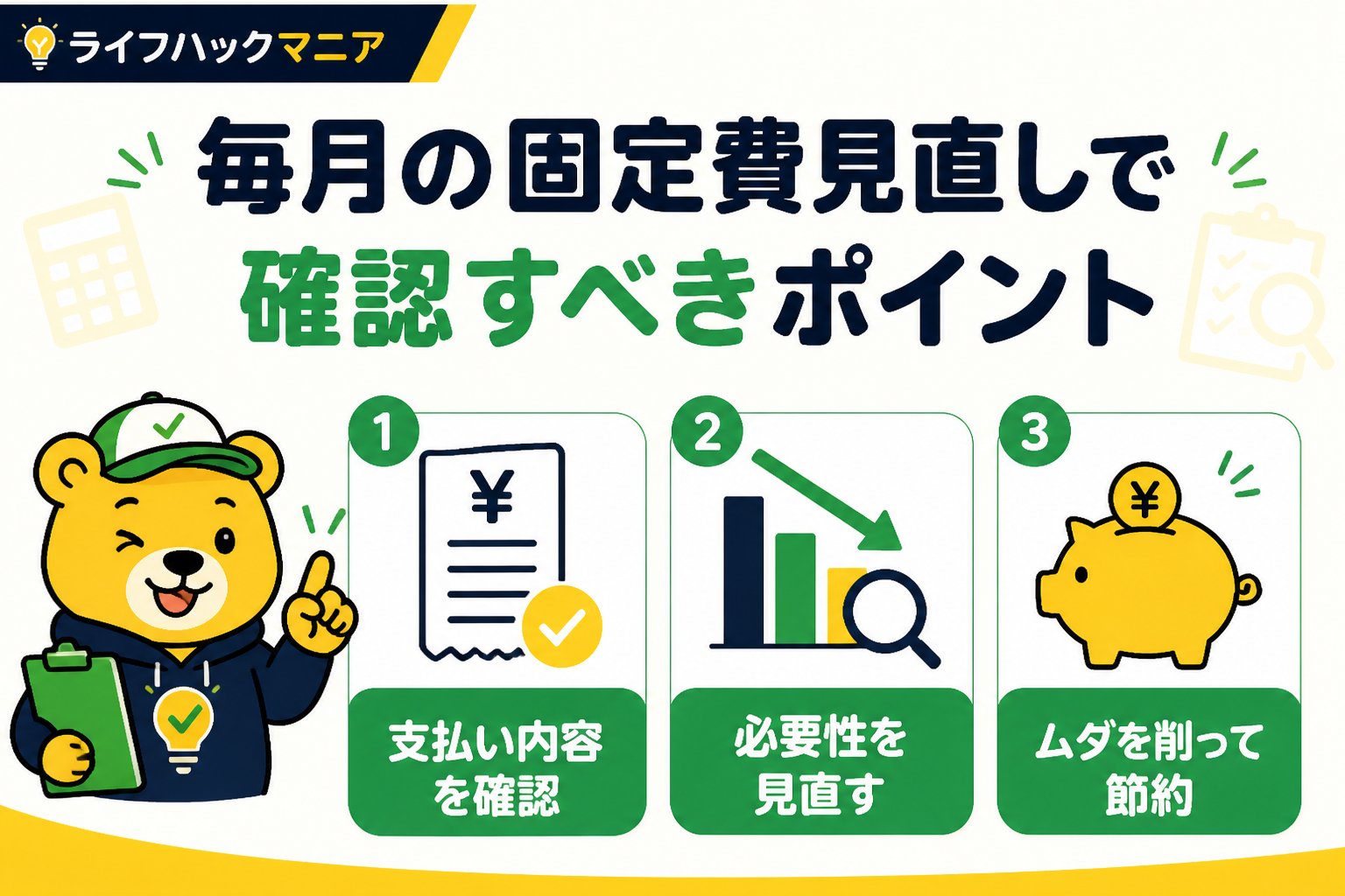 節約・お金 毎月の固定費見直しで確認すべきポイント