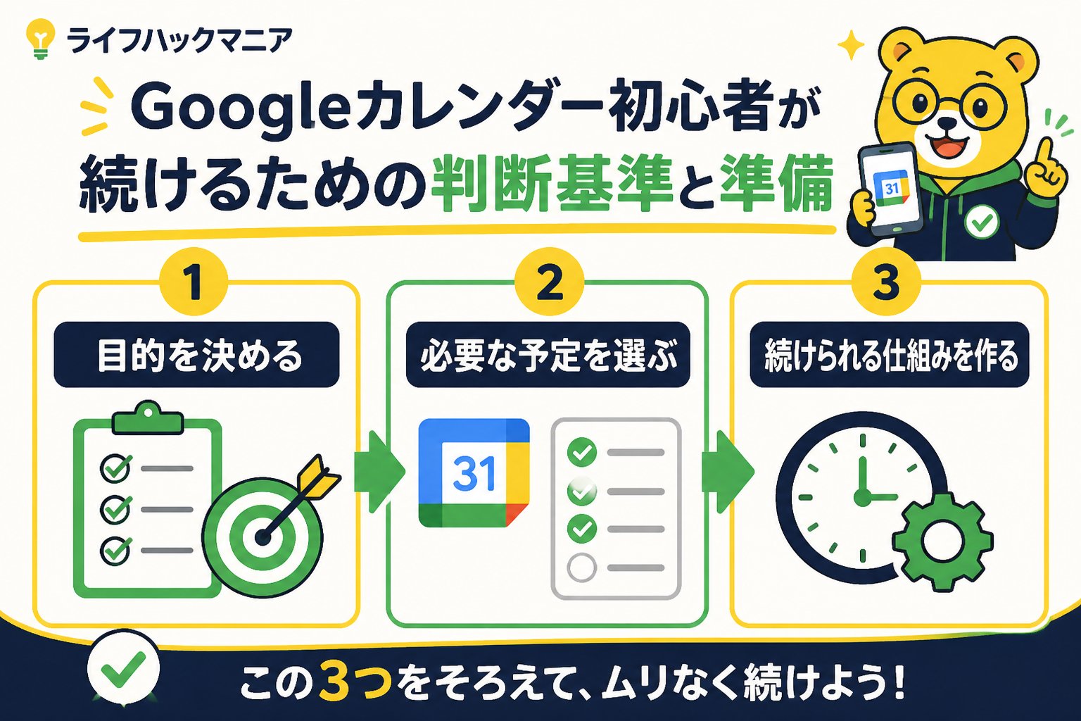 スマホ・PC術 Googleカレンダー初心者が続けるための判断基準と準備
