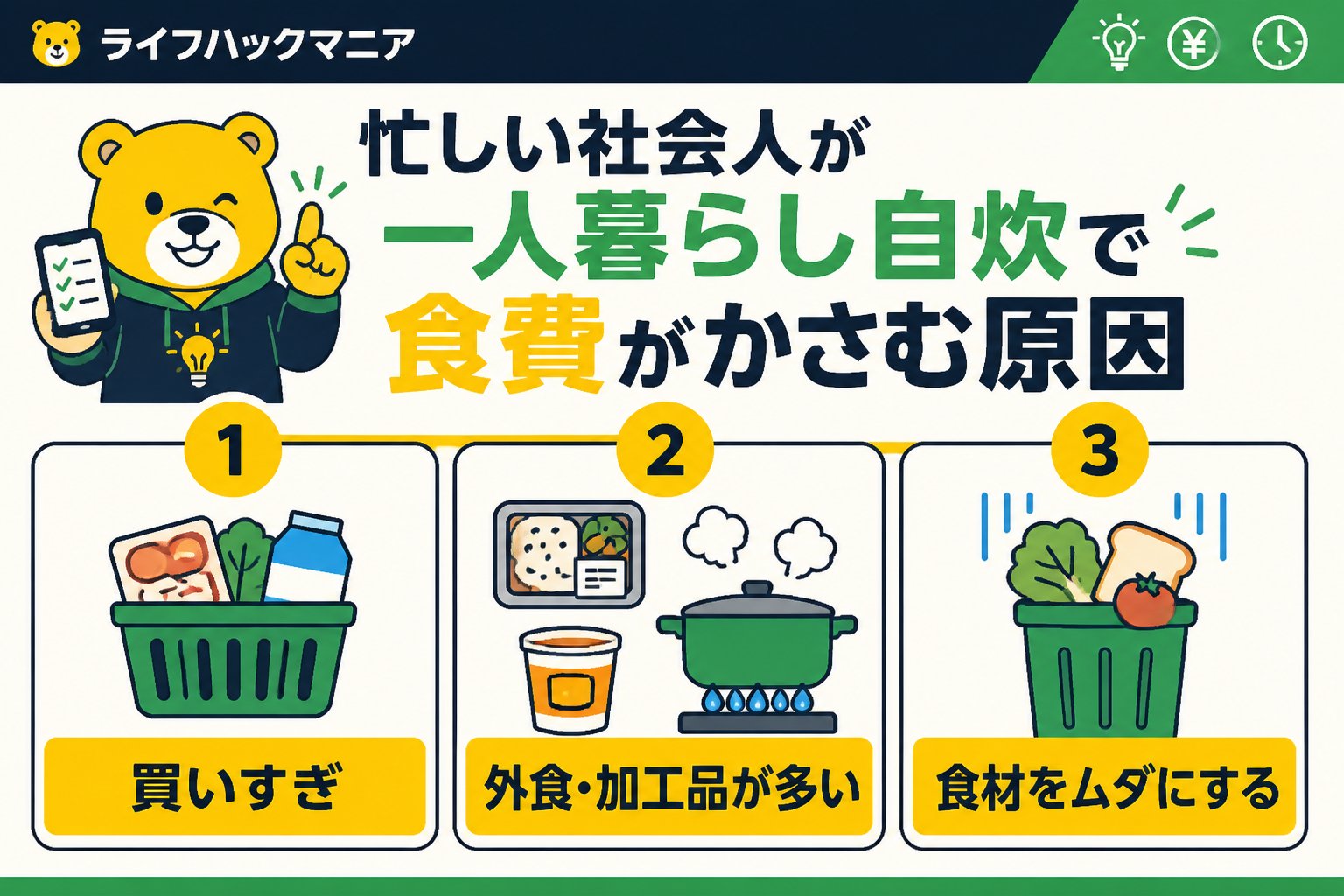 食費節約・自炊 忙しい社会人が一人暮らし自炊で食費がかさむ原因