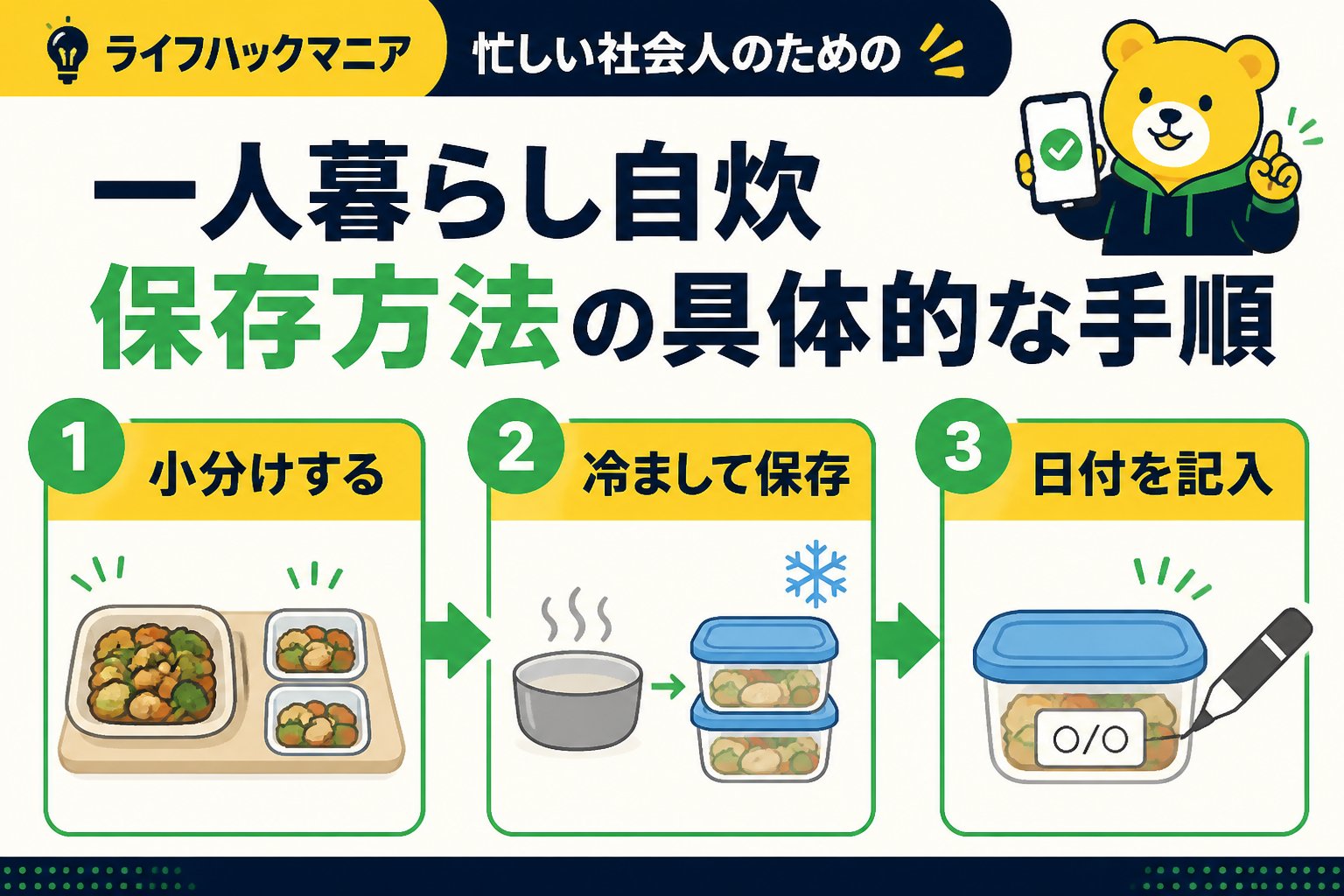 食費節約・自炊 忙しい社会人のための一人暮らし自炊保存方法の具体的な手順