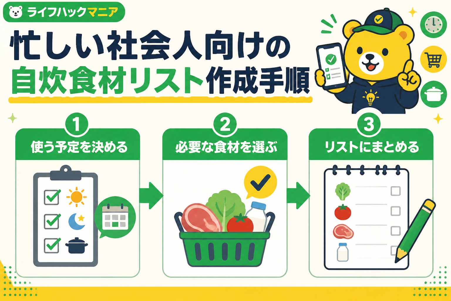 食費節約・自炊 忙しい社会人向けの自炊食材リスト作成手順