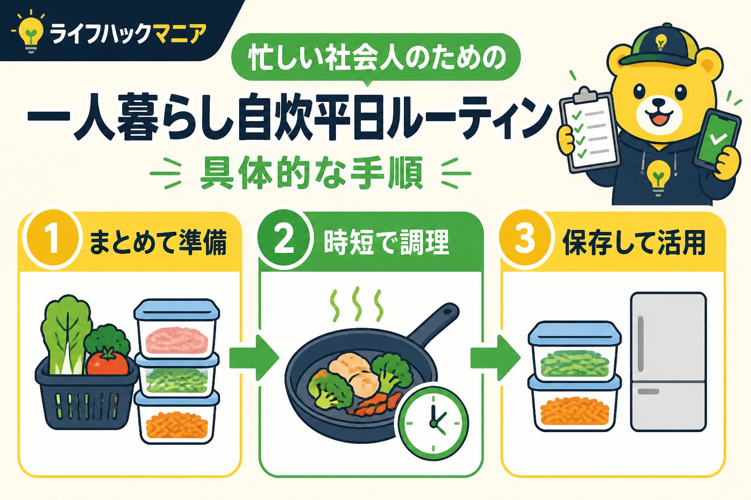 食費節約・自炊 忙しい社会人のための一人暮らし自炊平日ルーティンの具体的な手順