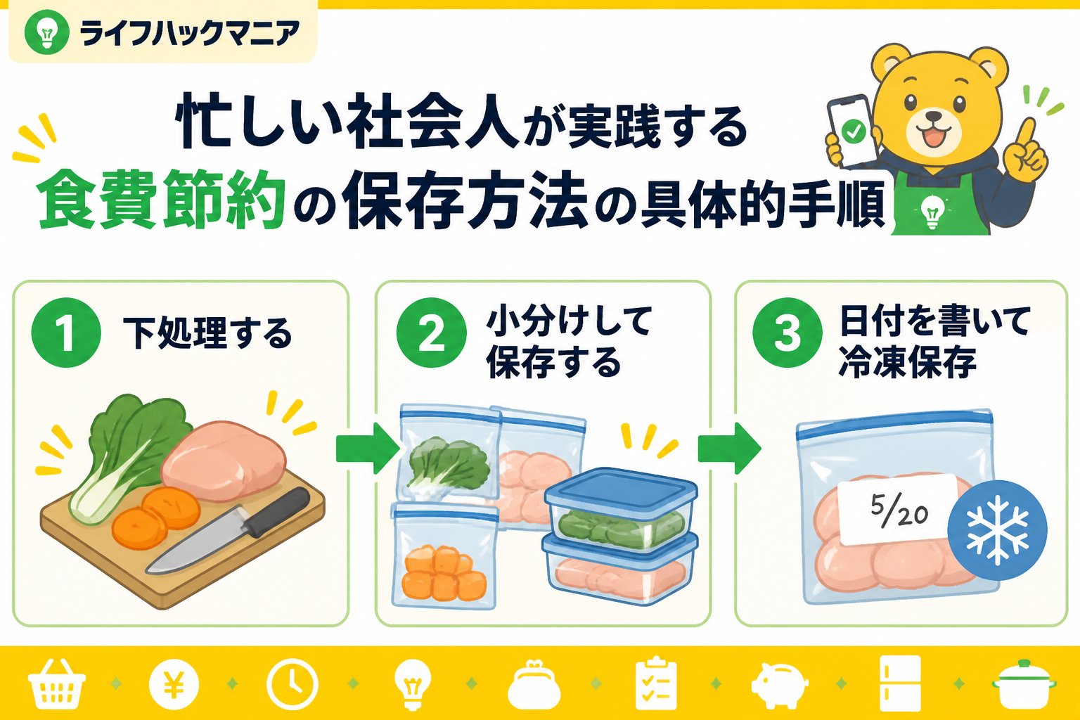 食費節約・自炊 忙しい社会人が実践する食費節約の保存方法の具体的手順