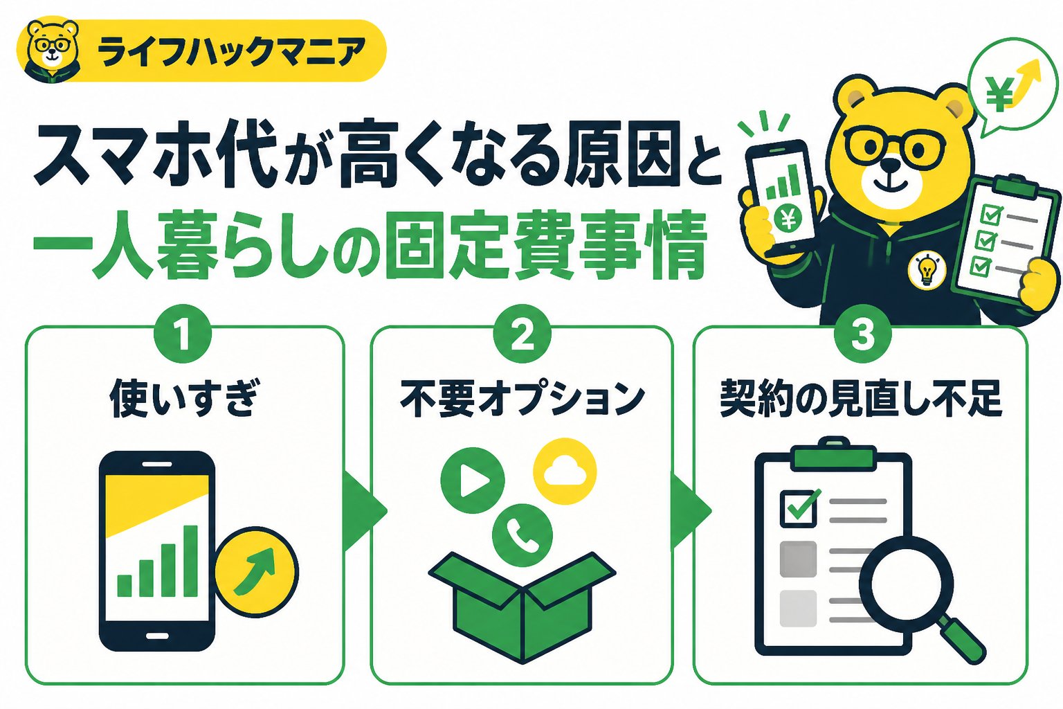 節約・お金 スマホ代が高くなる原因と一人暮らしの固定費事情