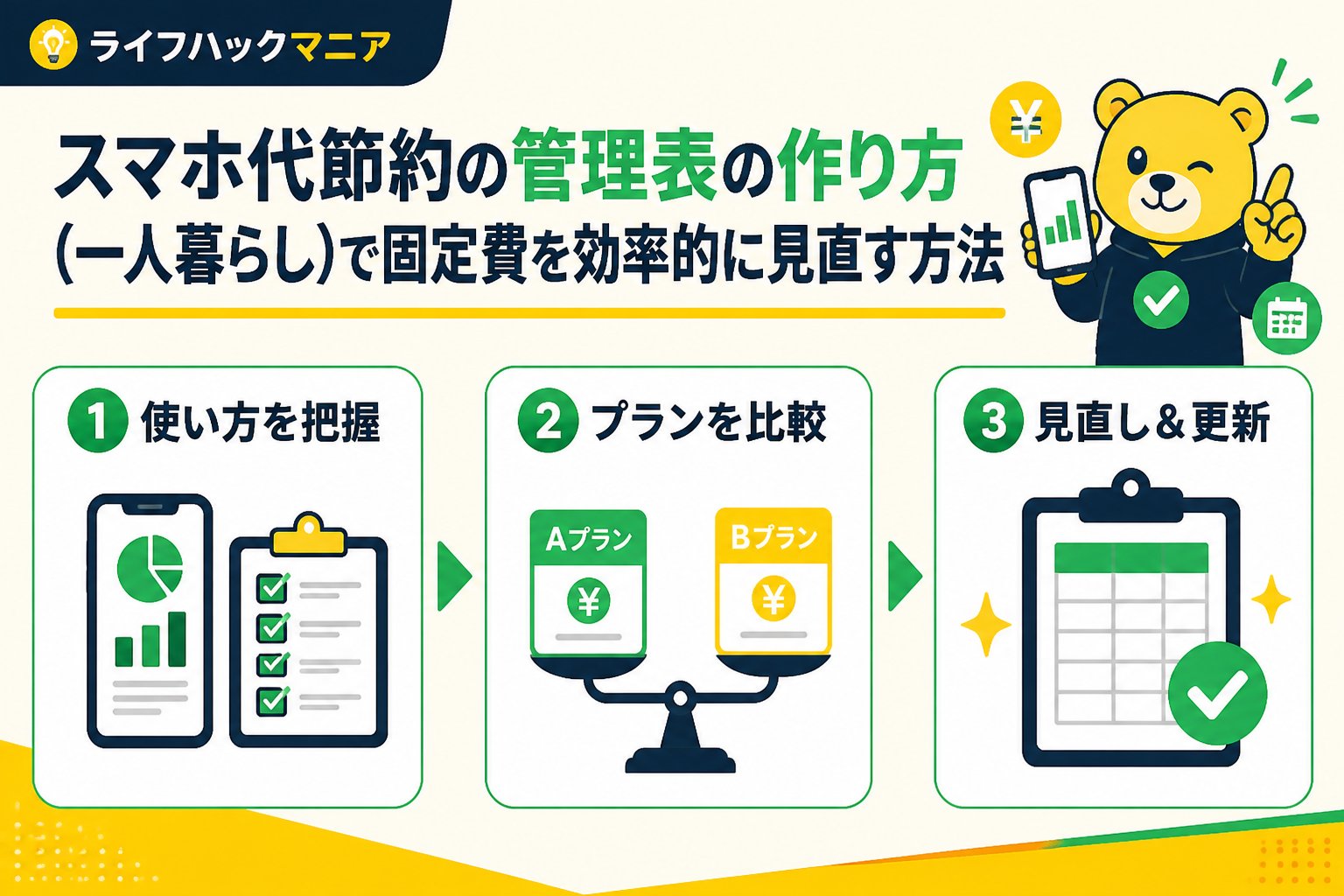 節約・お金 スマホ代、節約、一人暮らし、管理表、作り方を含む節約に役立つ管理表の作成方法