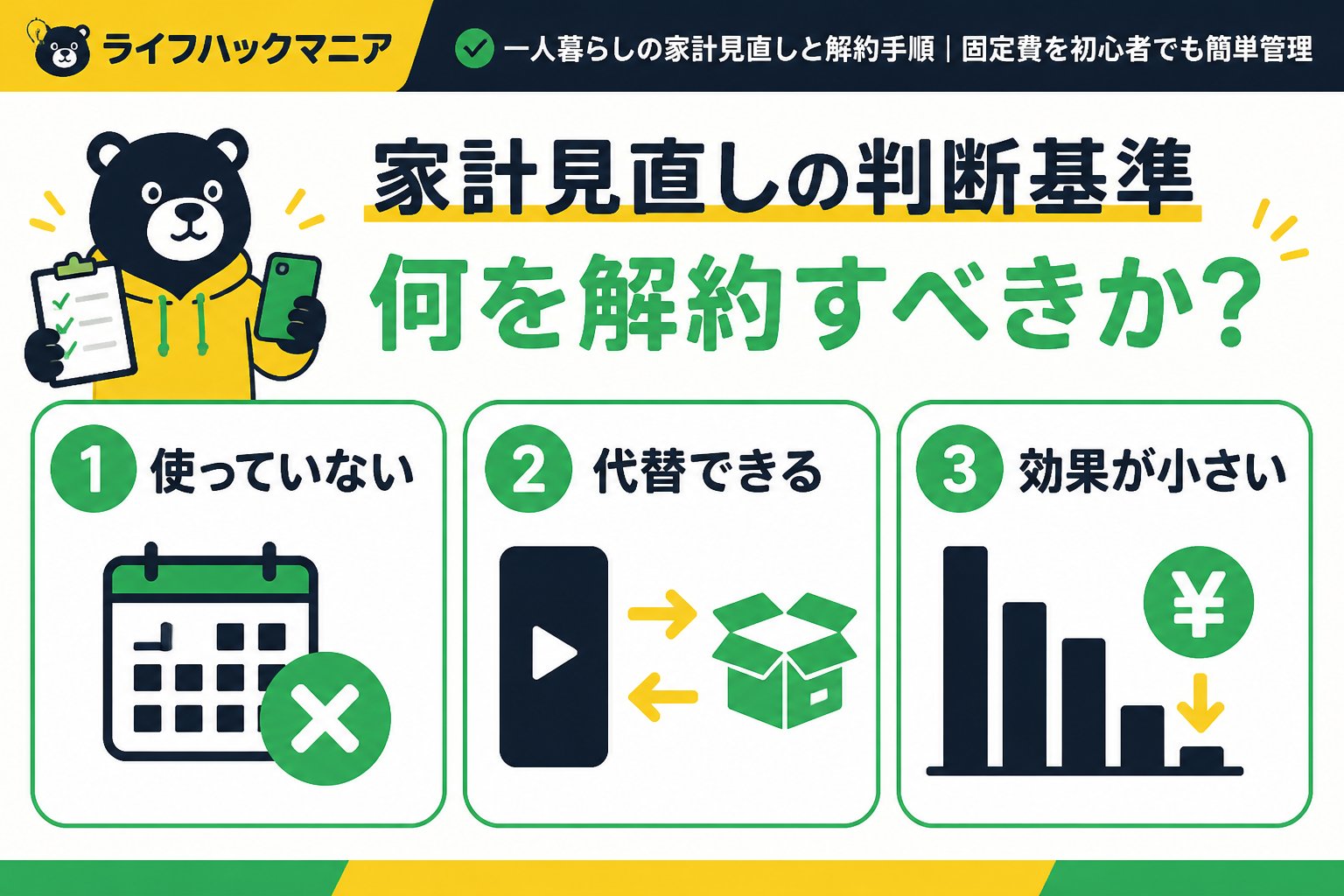 節約・お金 家計見直しの判断基準｜何を解約すべきか？