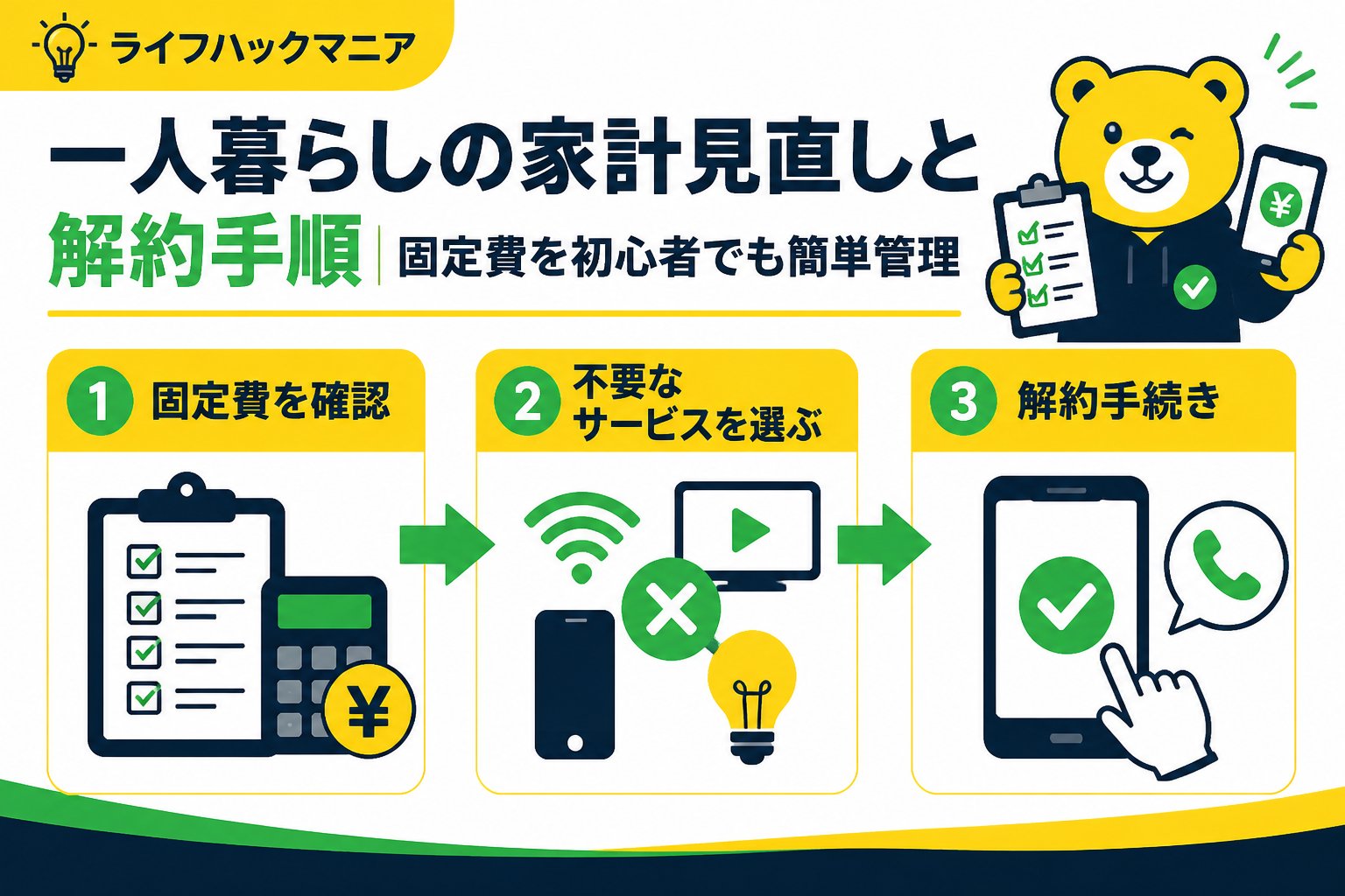 節約・お金 一人暮らしでの家計見直しと解約の具体的手順