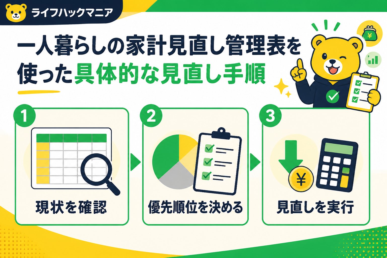 節約・お金 一人暮らしの家計見直し管理表を使った具体的な見直し手順