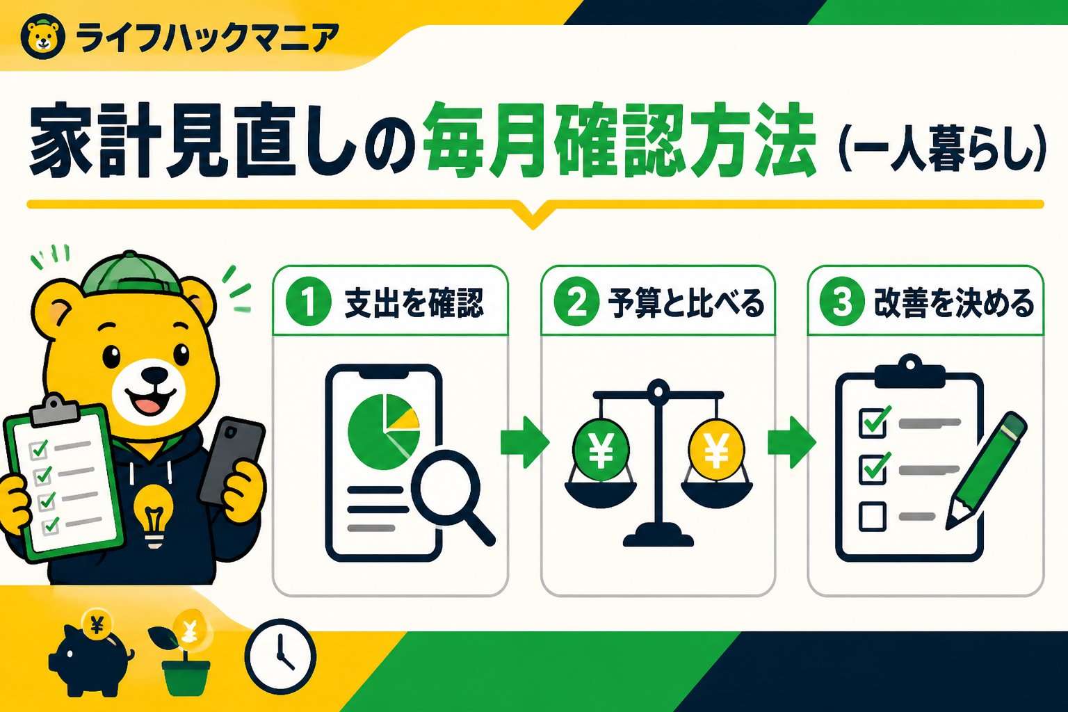 節約・お金 家計見直しの毎月確認方法（一人暮らし）