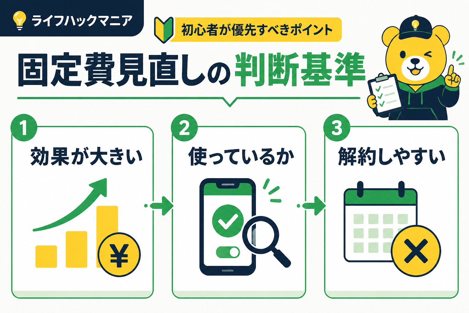 節約・お金 固定費見直しの判断基準｜初心者が優先すべきポイント