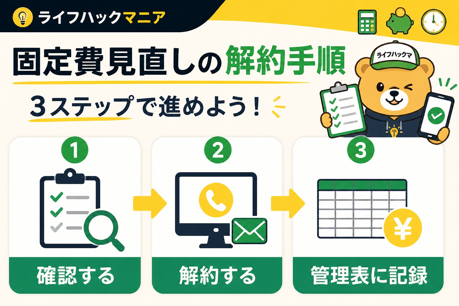 節約・お金 固定費 見直し 初心者 解約 手順を進める手順