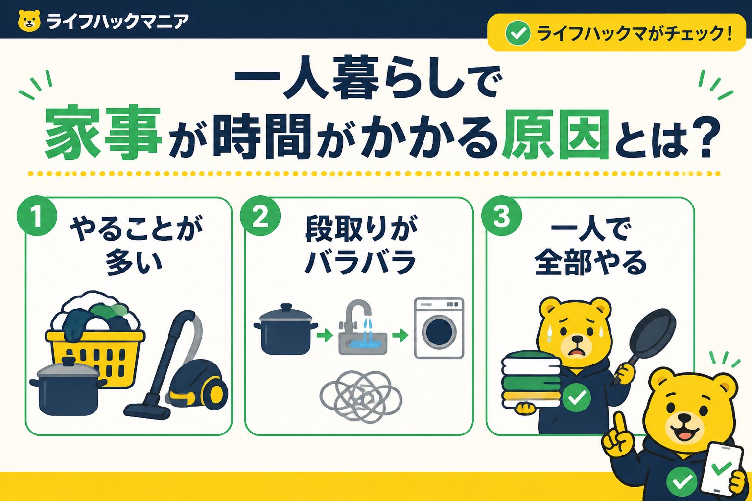 スマホ・PC術 一人暮らしで家事が時間がかかる原因とは?