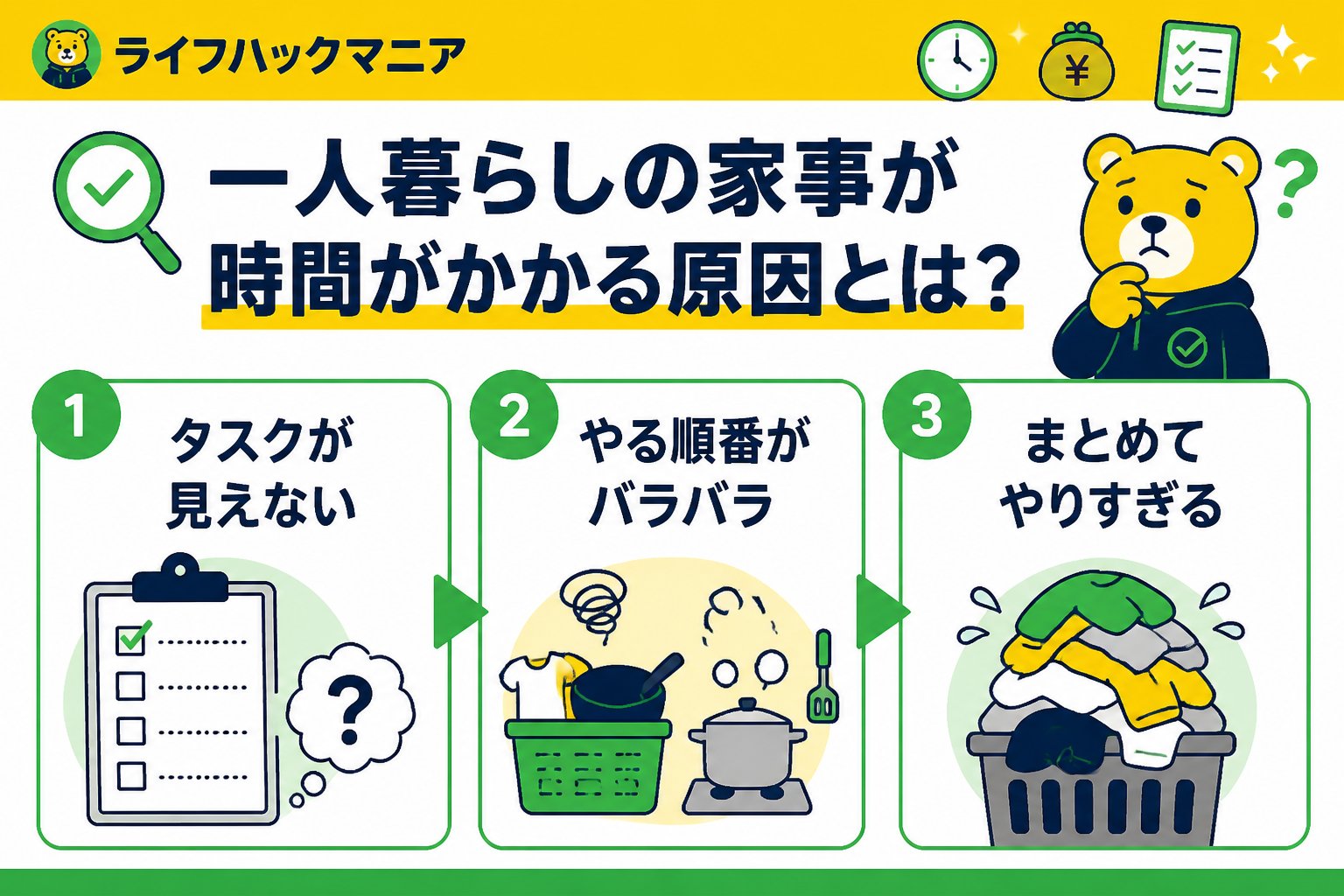 スマホ・PC術 一人暮らしの家事が時間がかかる原因とは?