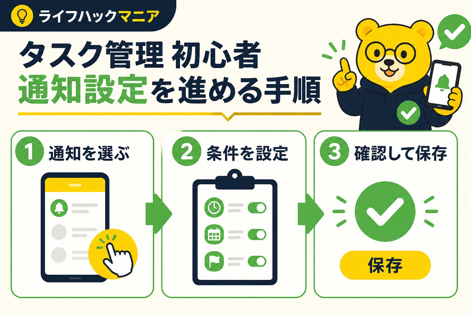 スマホ・PC術 タスク管理 初心者 通知 設定を進める手順