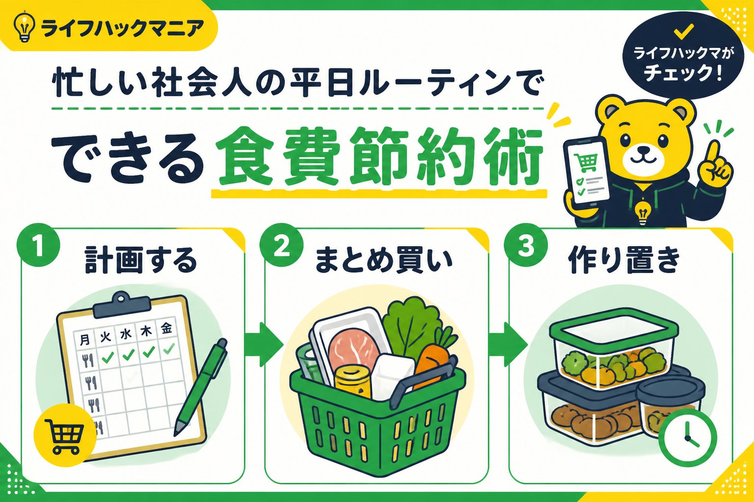 食費節約・自炊 食費 節約 忙しい社会人 平日 ルーティンを進める手順