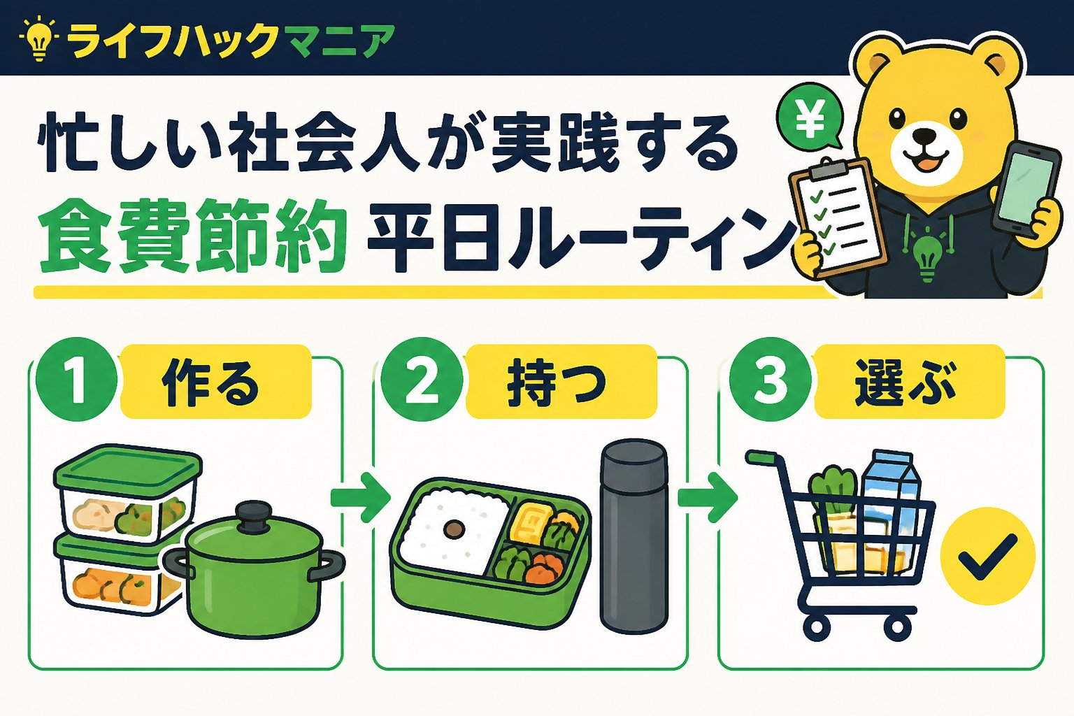 食費節約・自炊 忙しい社会人が実践する食費節約平日ルーティンの具体的な手順