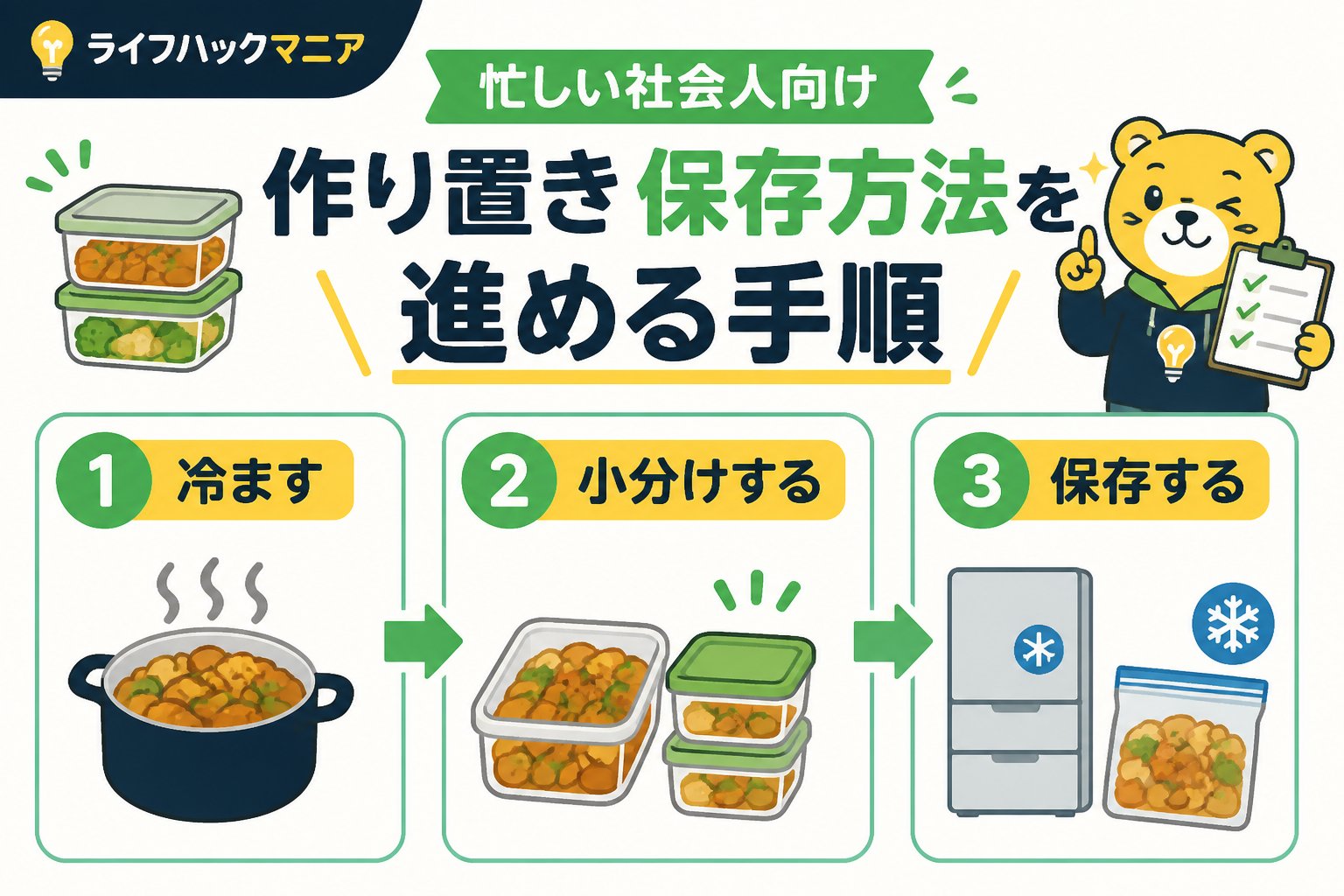 食費節約・自炊 作り置き 忙しい社会人 保存方法を進める手順
