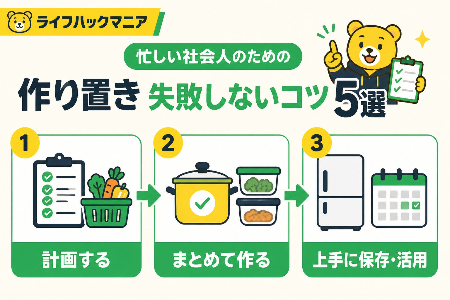 食費節約・自炊 作り置き 忙しい社会人 失敗しない コツを進める手順