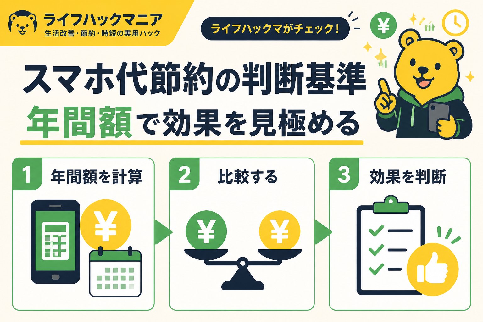節約・お金 スマホ代節約の判断基準|年間額で効果を見極める