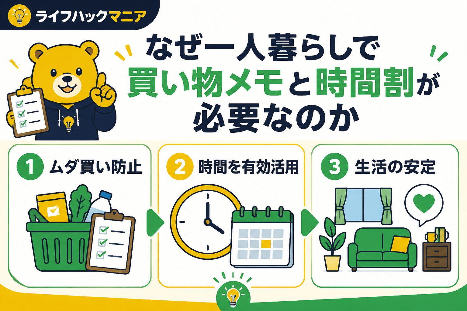 スマホ・PC術 なぜ一人暮らしで買い物メモと時間割が必要なのか