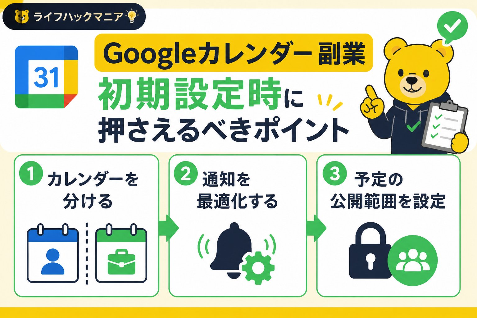 スマホ・PC術 Googleカレンダー 副業 初期設定時に押さえるべきポイント
