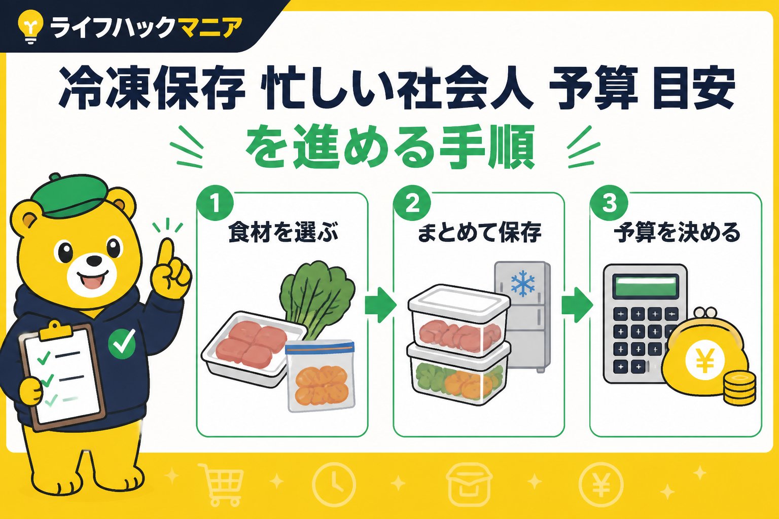 食費節約・自炊 冷凍保存 忙しい社会人 予算 目安を進める手順