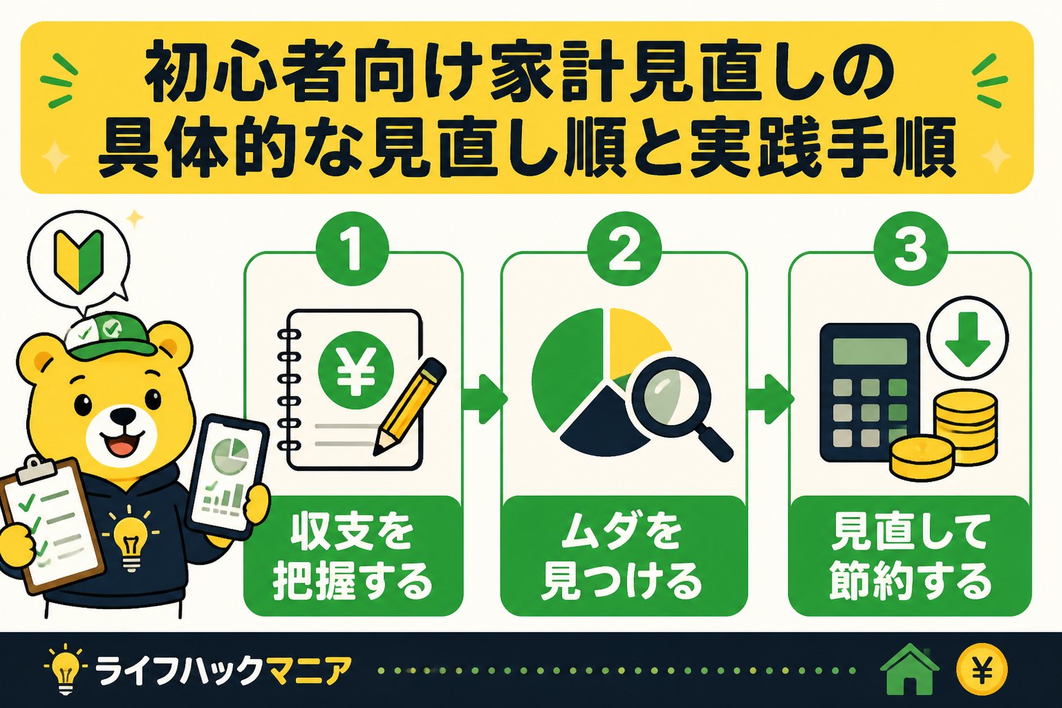 節約・お金 初心者向け家計見直しの具体的な見直し順と実践手順